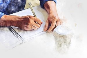 Abstract,Colorful,Business,Man,Drawing,And,Writing,Creative,Work,On